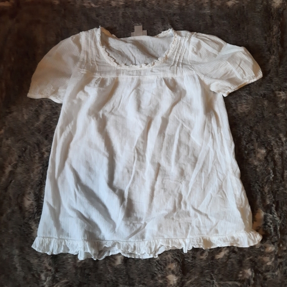 Babydoll Semi Sheer White Ruffled Neck Mossimo Company Blouse - Picture 2 of 7